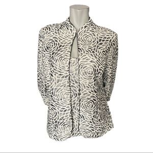 Joseph Ribkoff Black White Rose Print Jacket/Tank